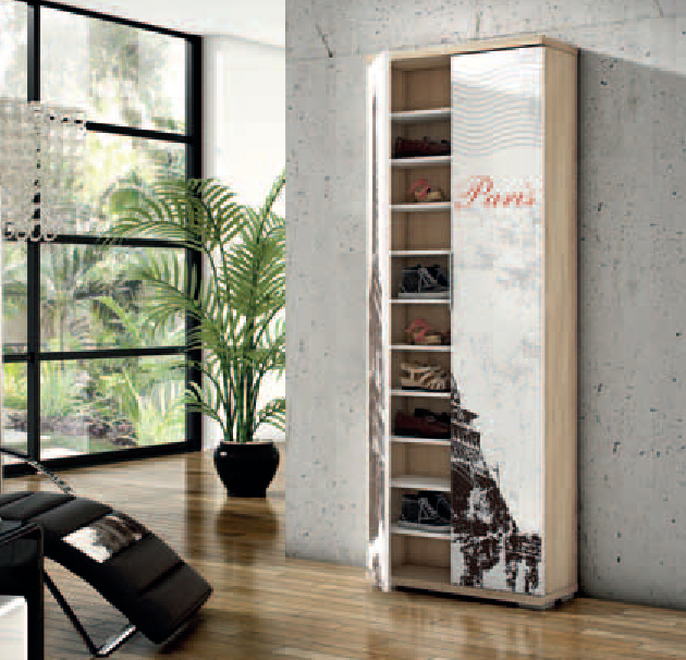 Diseño de armario zapatero con puertas de cristal, Molins Design