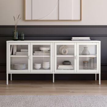 Vitrina-aparador de metal con puertas y laterales cristal colección Titania 150x70