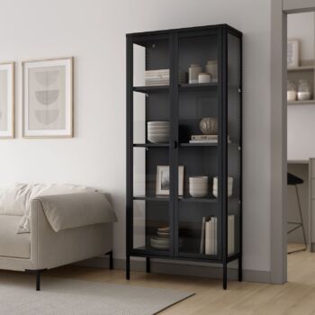 Vitrina de metal con puertas y laterales cristal colección Titania 80x185