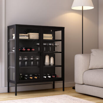 Vitrina de metal con puertas y laterales cristal colección Titania